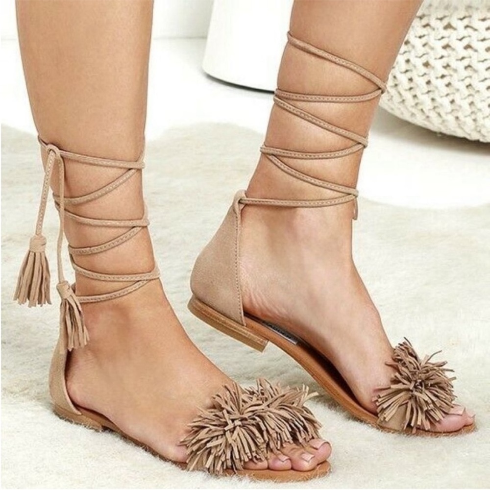 Steve Madden tie up fringe sandals - Picture 2 of 6